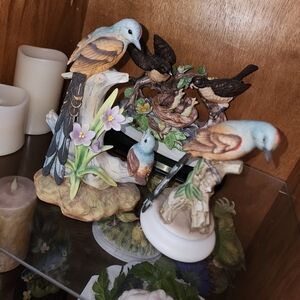 Set of two Scissor Tail Flycatcher in porcelain